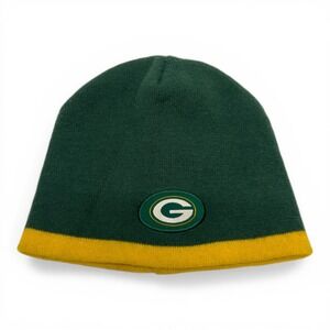 Vintage NFL Green Bay Packers Beanie Hat Unisex OSFA Green Gold Knit Logo